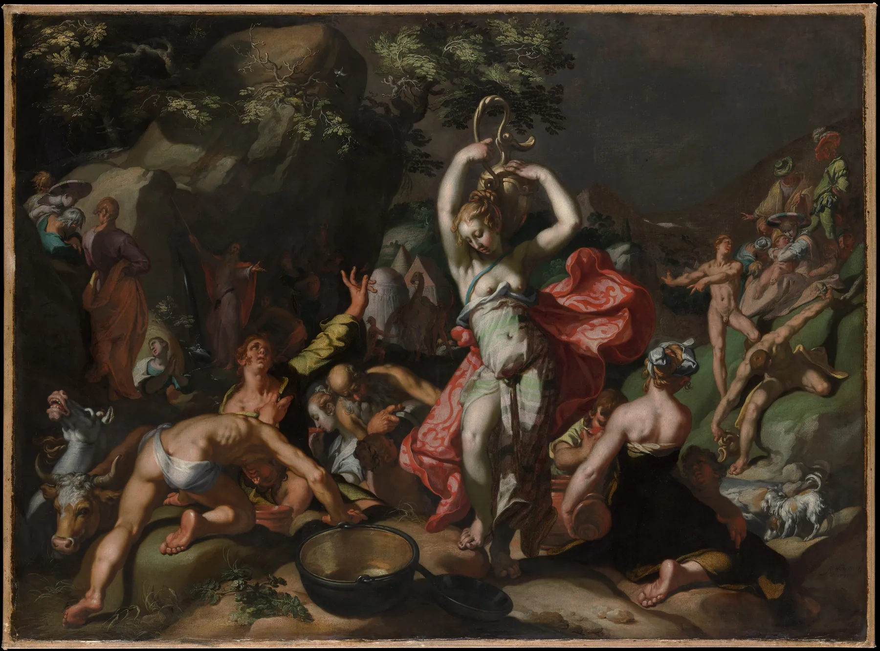 Moisés haciendo brotar agua de la roca, de Abraham Bloemaert