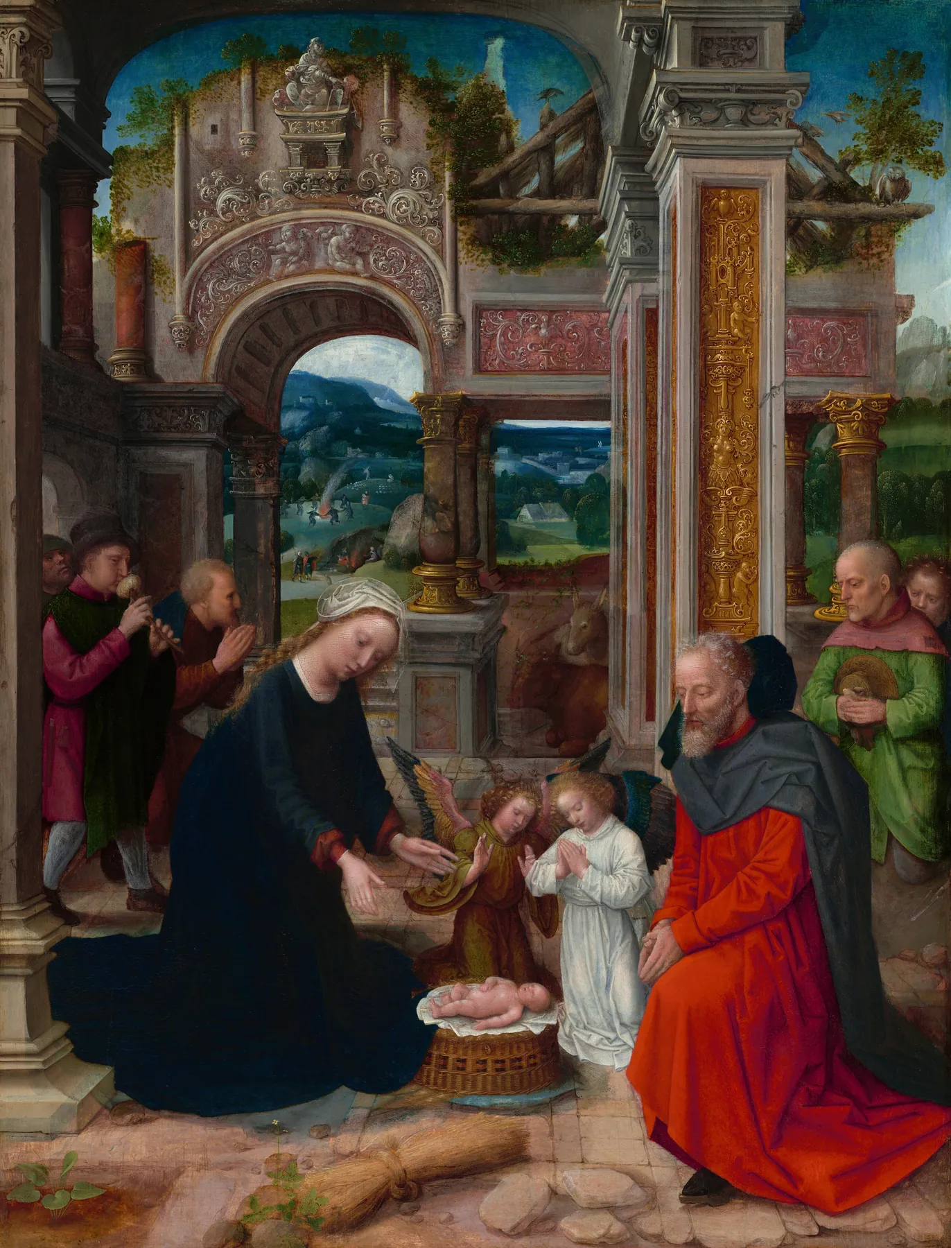 La adoración de los pastores, de Adriaen Isenbrant