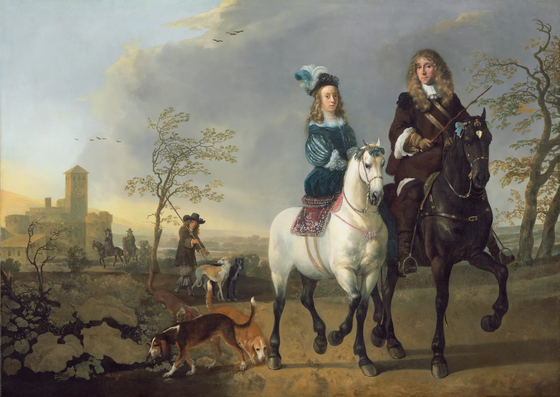 Dama y caballero a caballo, de Aelbert Cuyp