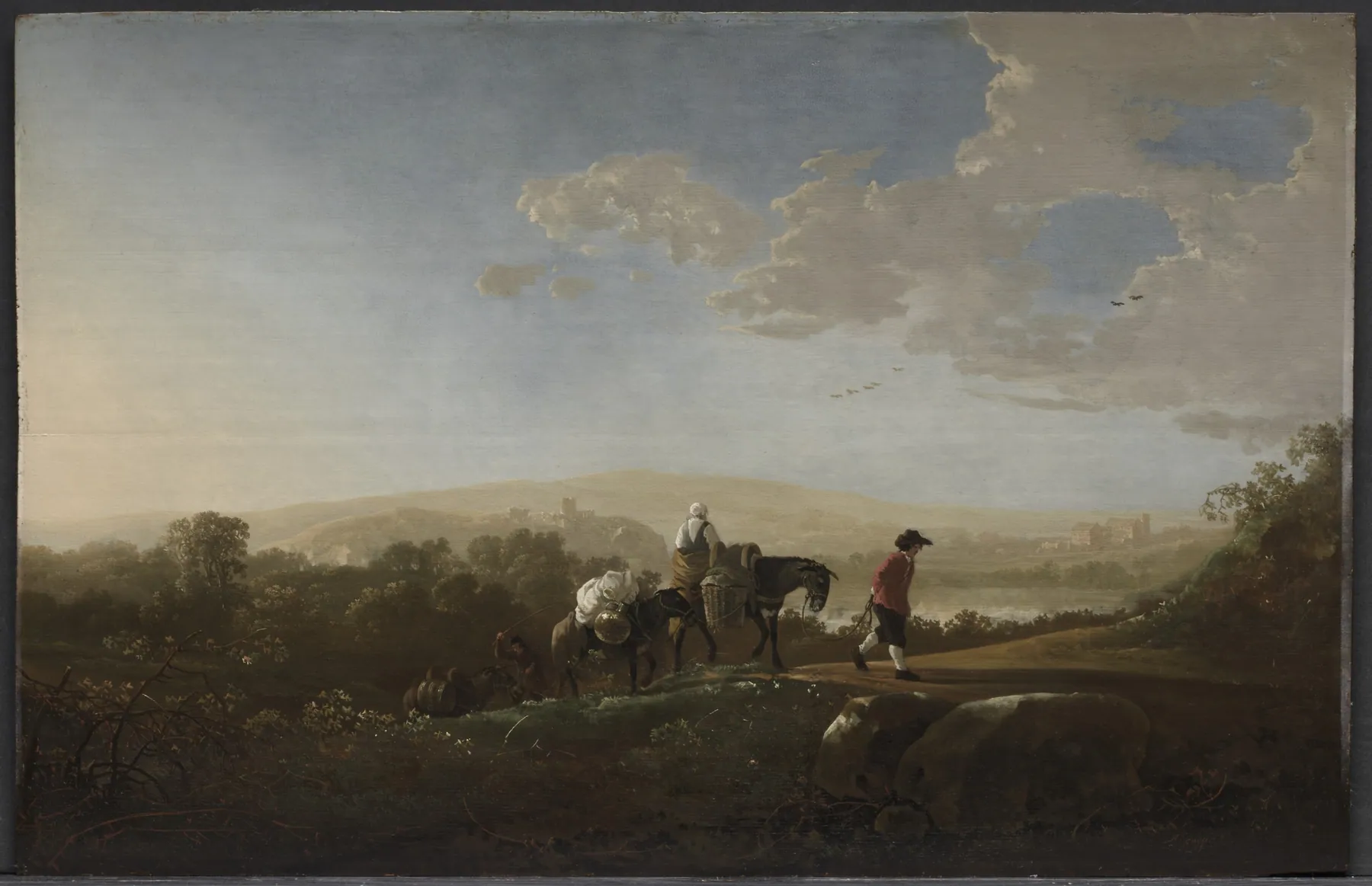 Viajeros en un paisaje montañoso, de Aelbert Cuyp