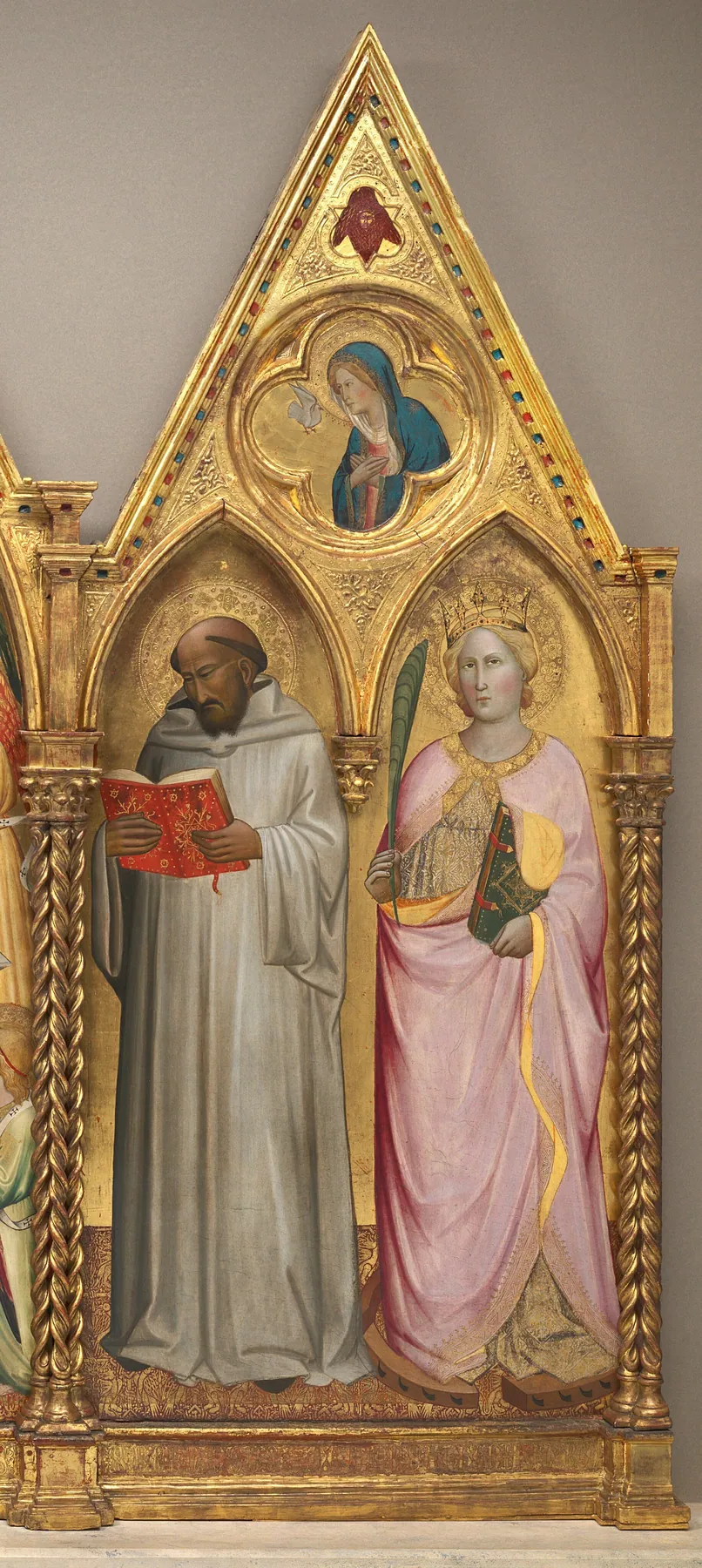 San Bernardo y Santa Catalina de Alejandría con la Virgen de la Anunciación [panel derecho], de Agnolo Gaddi