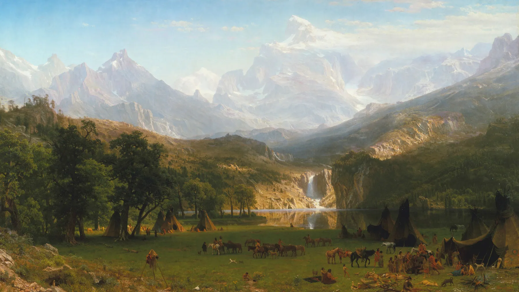 Cervatos en las montañas rocosas, de Albert Bierstadt