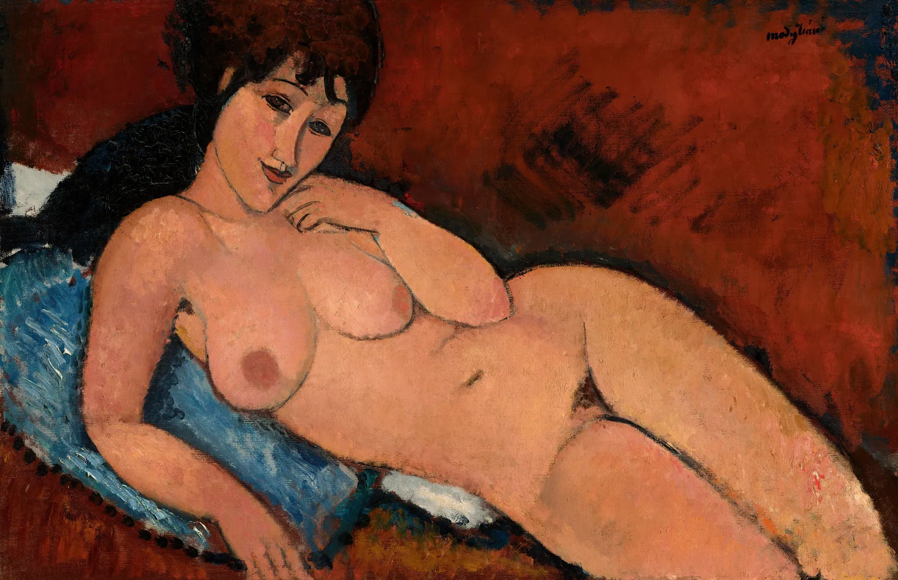 Desnudo sobre un cojín azul, de Amedeo Modigliani