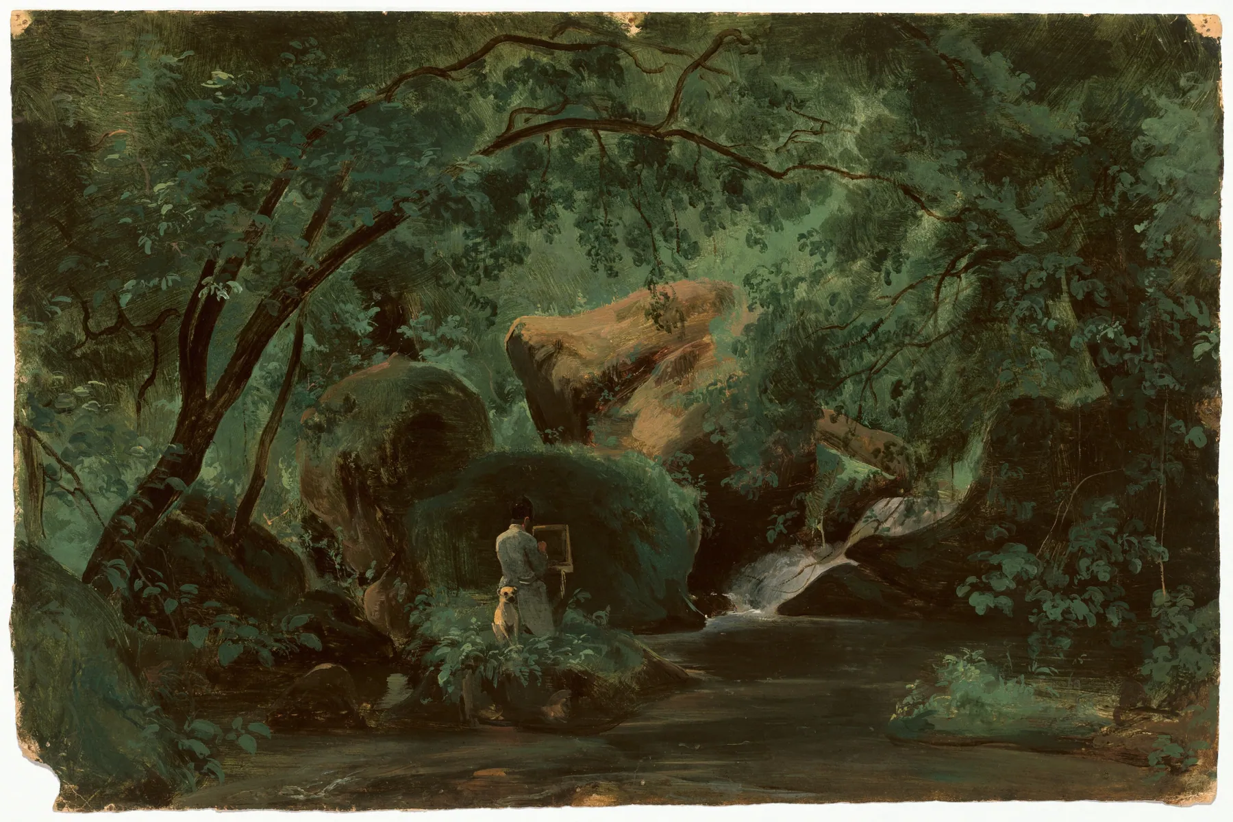 Interior de bosque con un pintor, Civita Castellana, de André Giroux