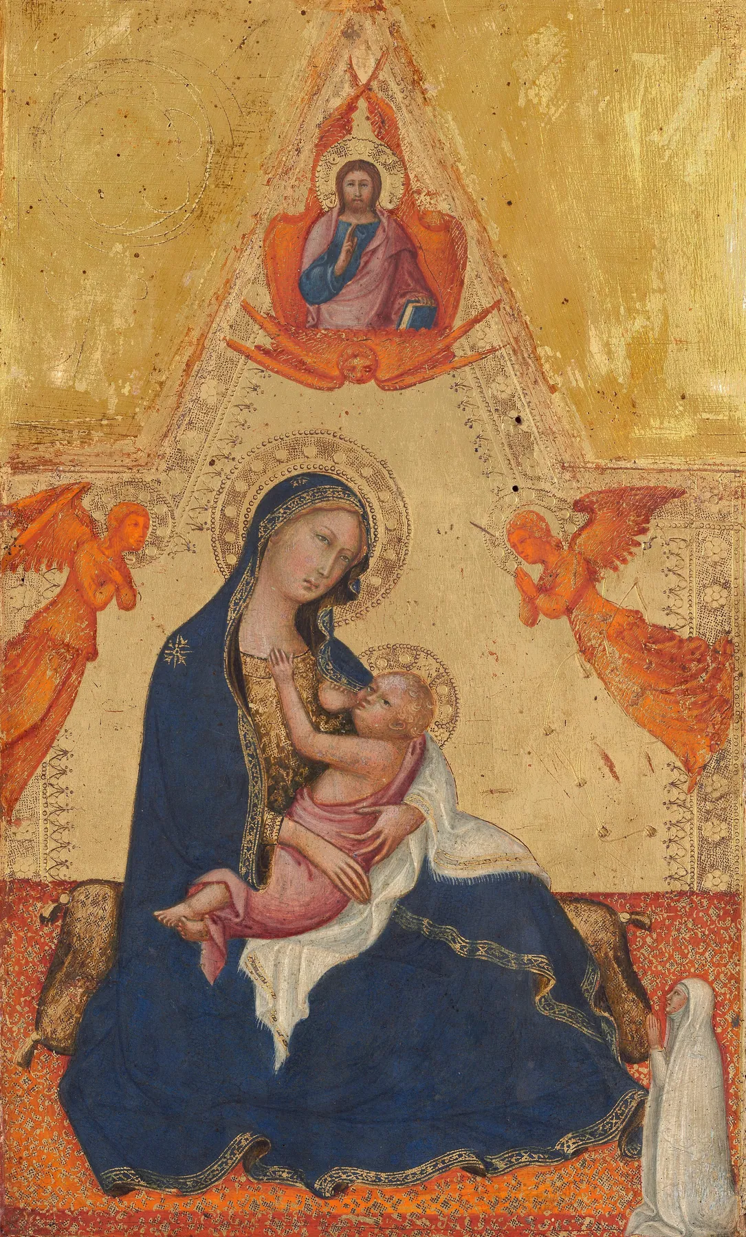 Virgen de la humildad, Cristo bendiciendo, dos ángeles y un donante [anverso], de Andrea di Bartolo