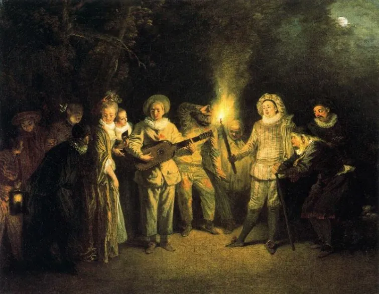 Amor en el teatro italiano, de Antoine Watteau
