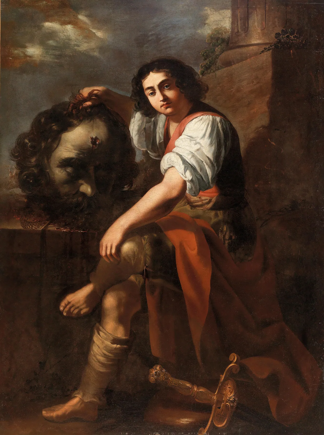 David con la cabeza de Goliat (Estudio), de Artemisia Gentileschi