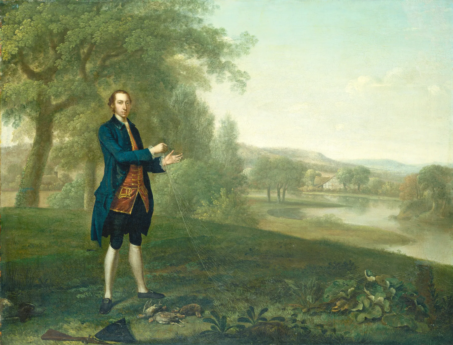 Retrato de un caballero cazando perdices con red, de Arthur Devis