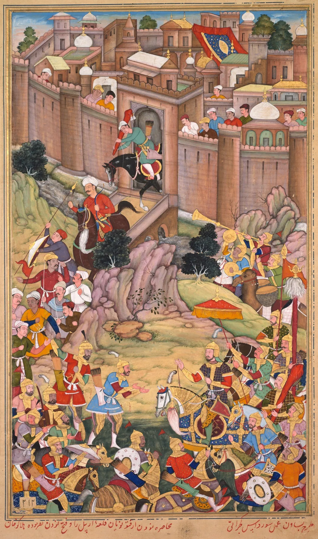 El asedio de Arbela en la época de Hulagu Khan, página de un Chingiz-nama (Libro de Gengis Kan) del Jami al-ta, de Basavana