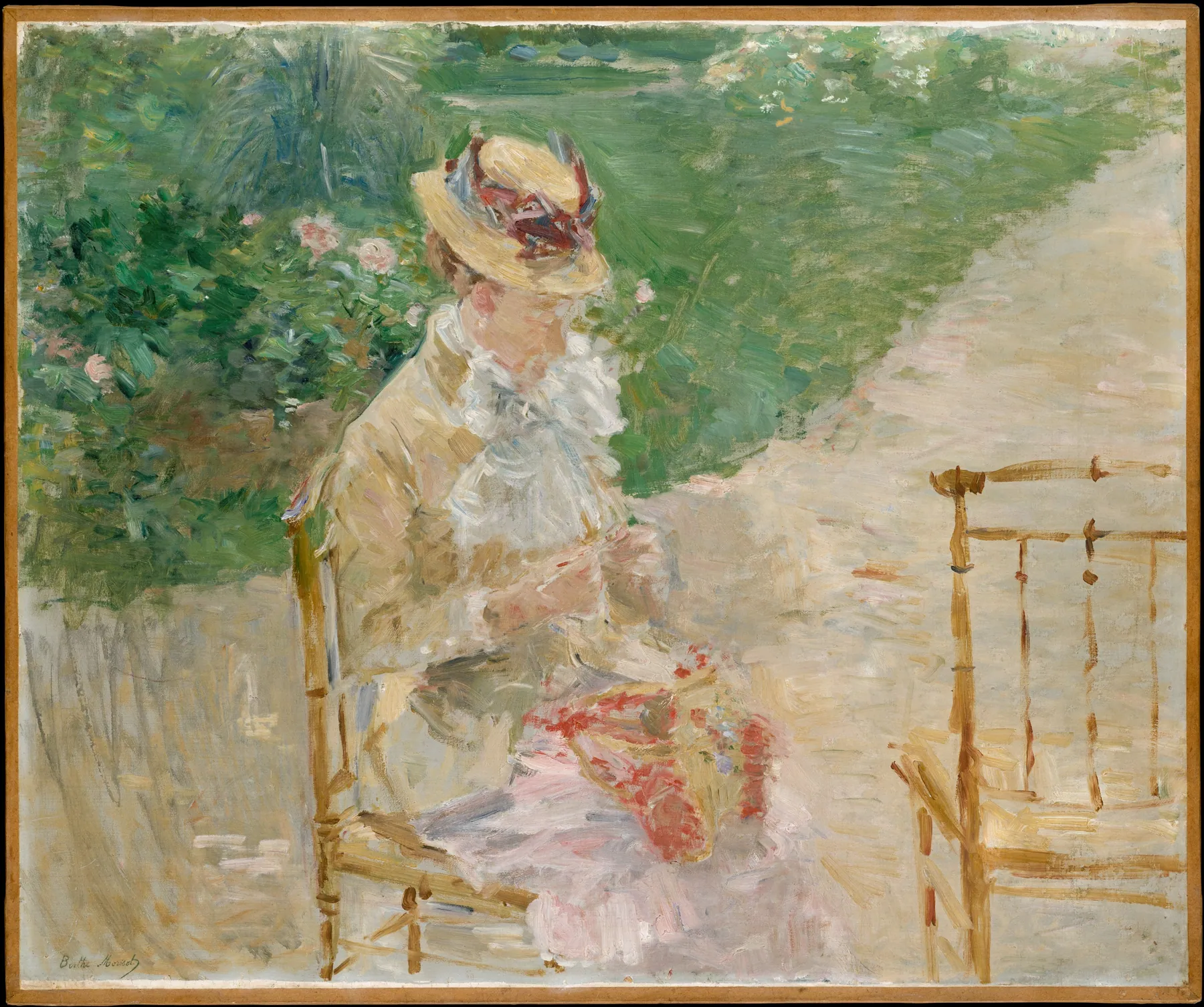 Joven tejiendo, de Berthe Morisot