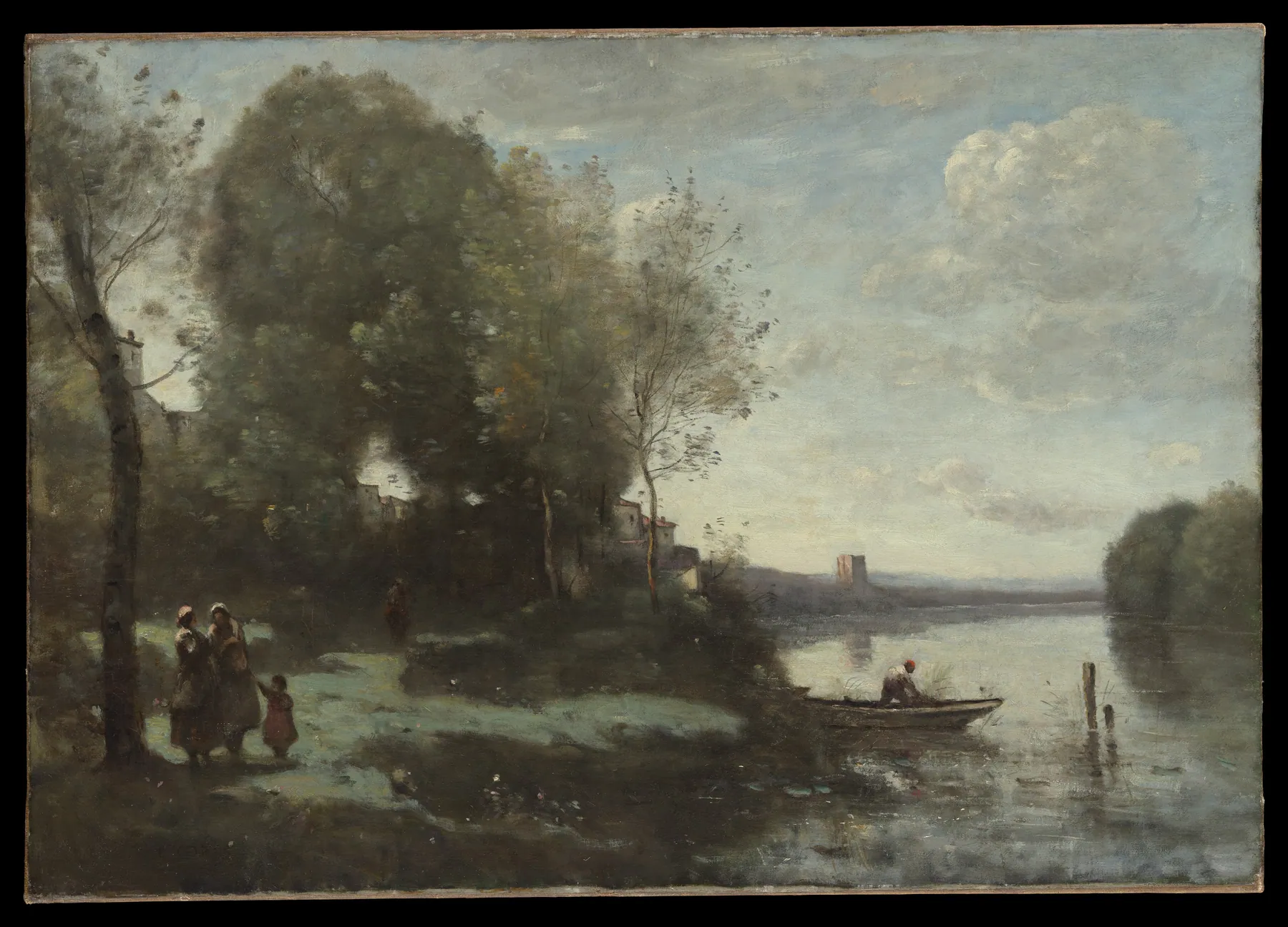 Río con torre al fondo, de Camille Corot