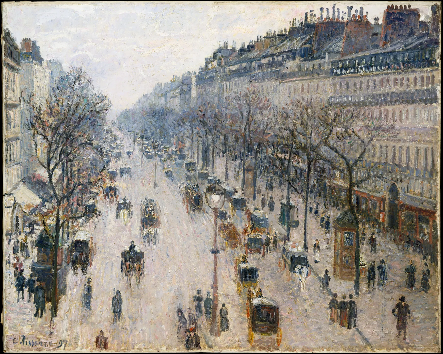 El bulevar de Montmartre en una mañana de invierno, de Camille Pissarro