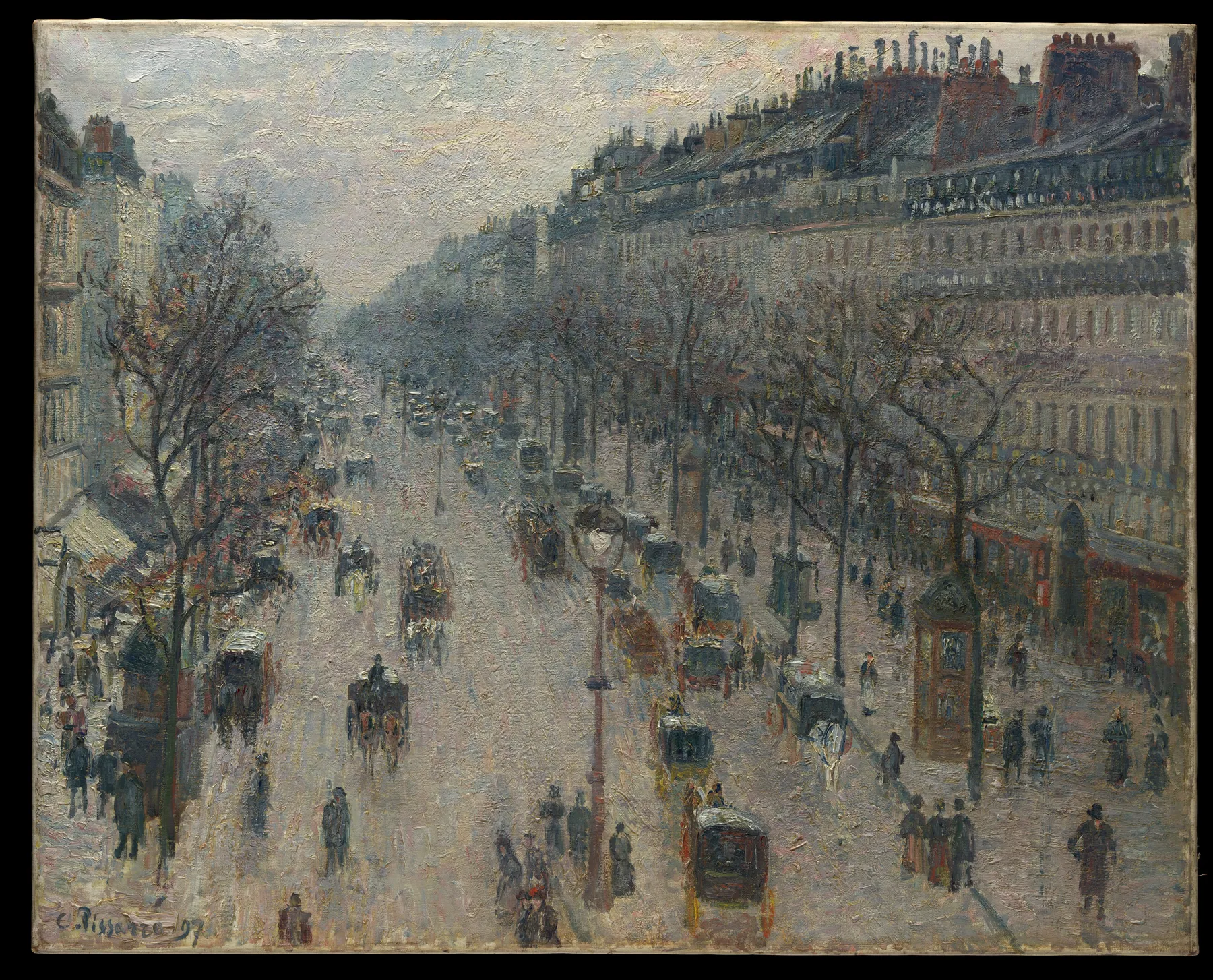 El bulevar Montmartre en una mañana de invierno, de Camille Pissarro