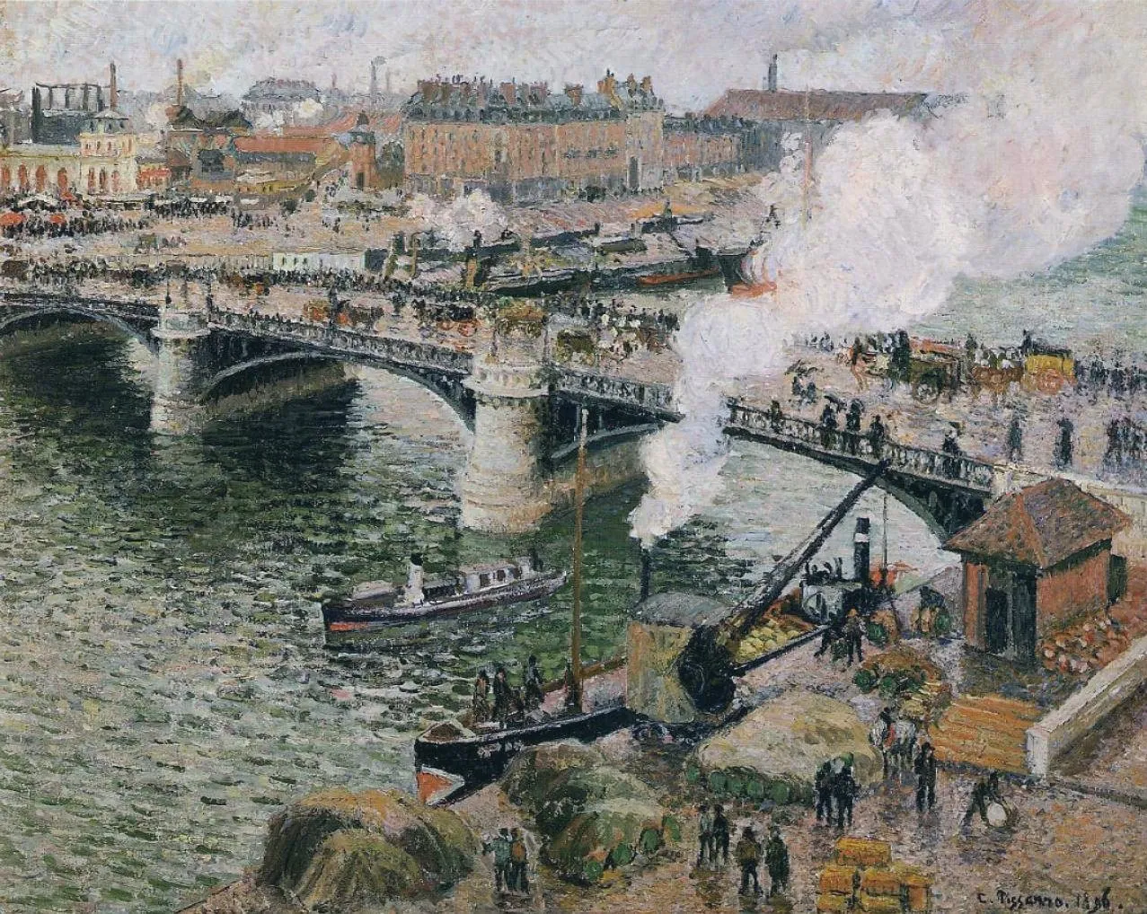 El puente de Boieldieu en Ruan, de Camille Pissarro