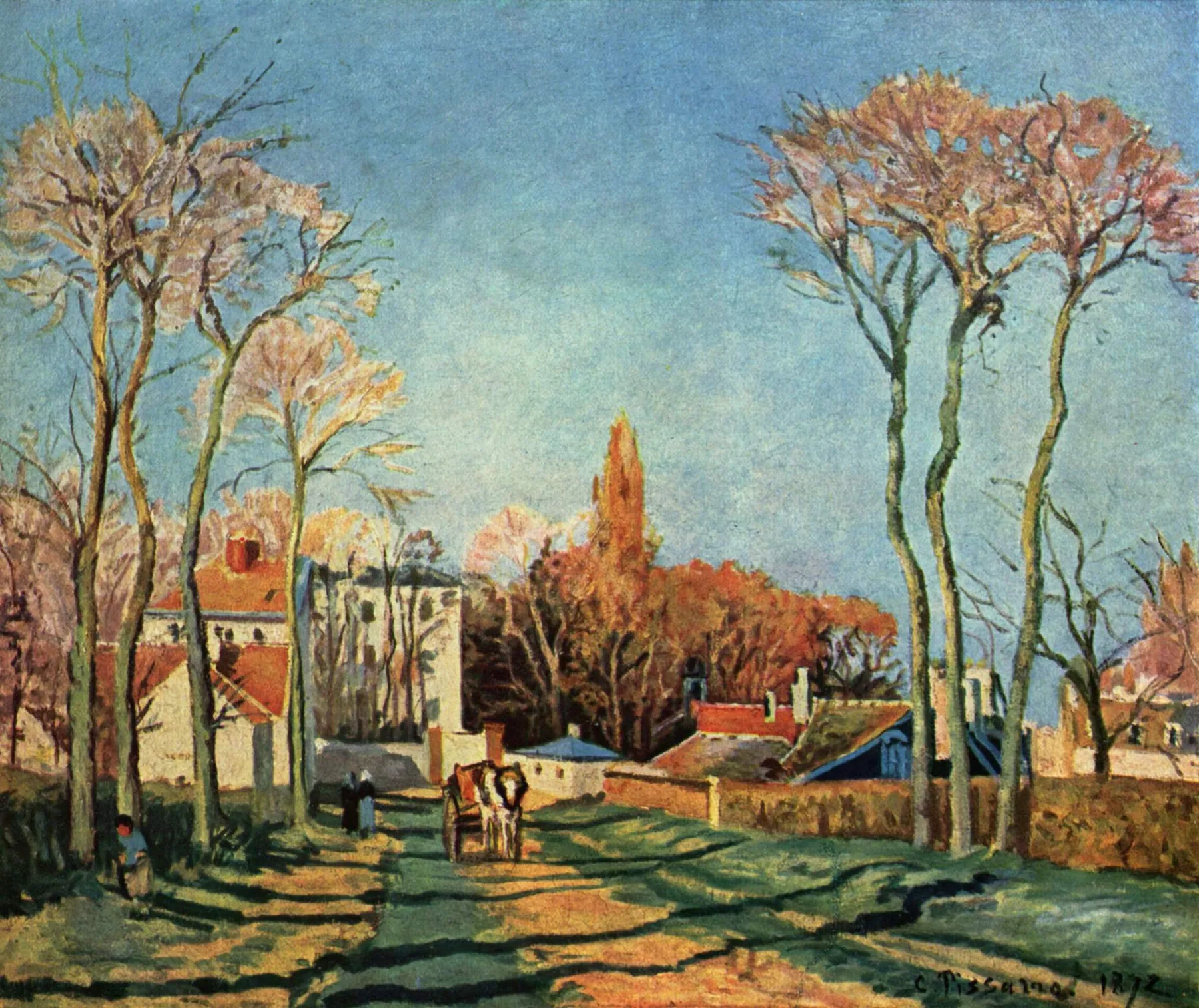Entrada al pueblo de Voisins, de Camille Pissarro