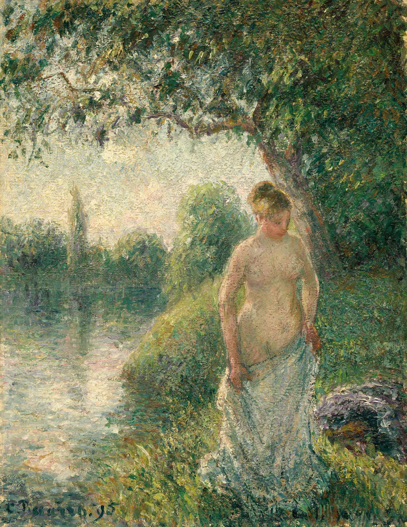 La bañista, de Camille Pissarro