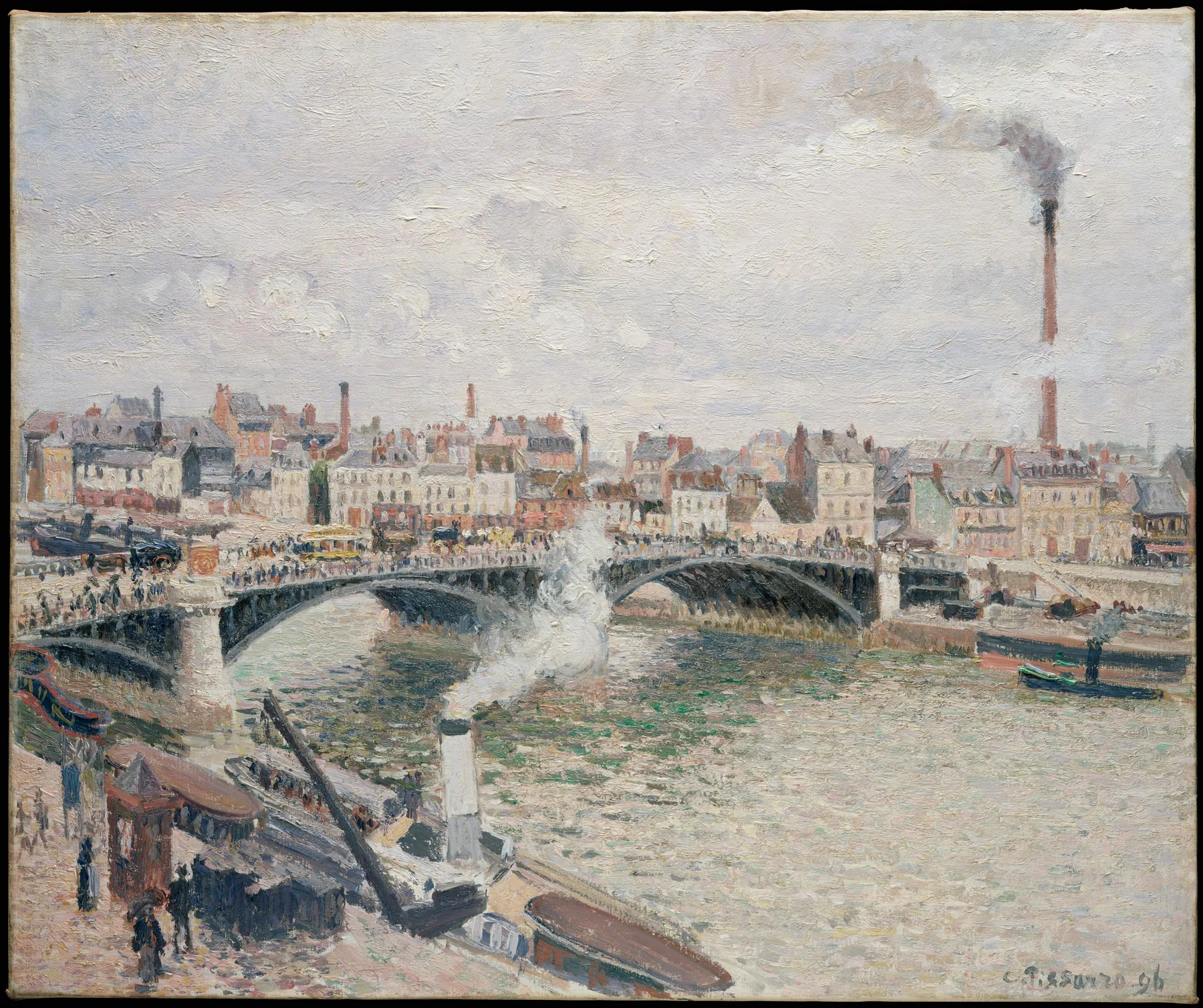 Mañana, día nublado, Ruán, de Camille Pissarro