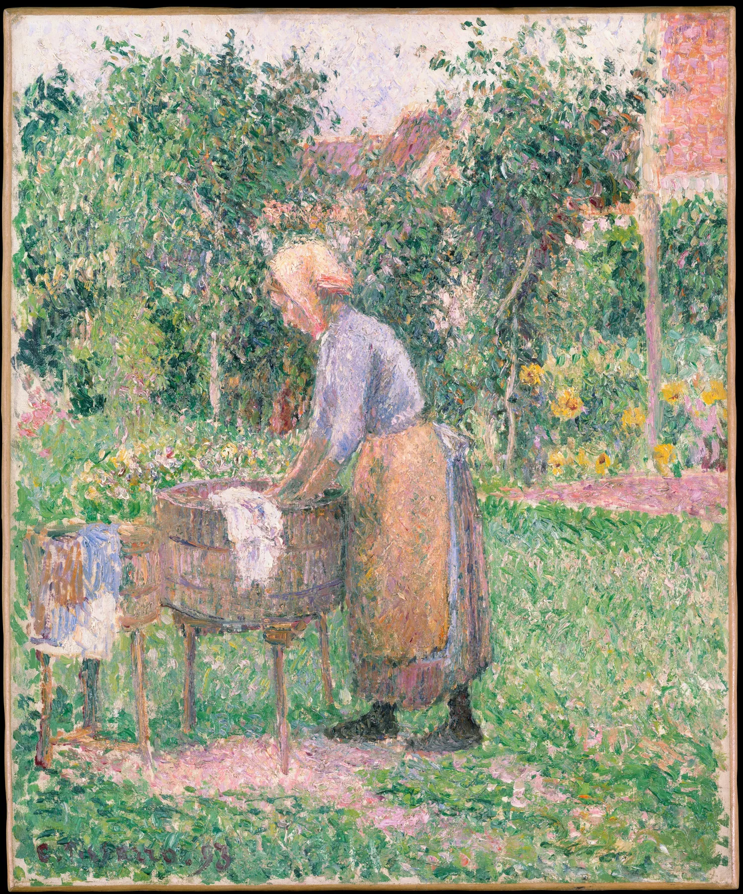 Una lavandera en Eragny, de Camille Pissarro