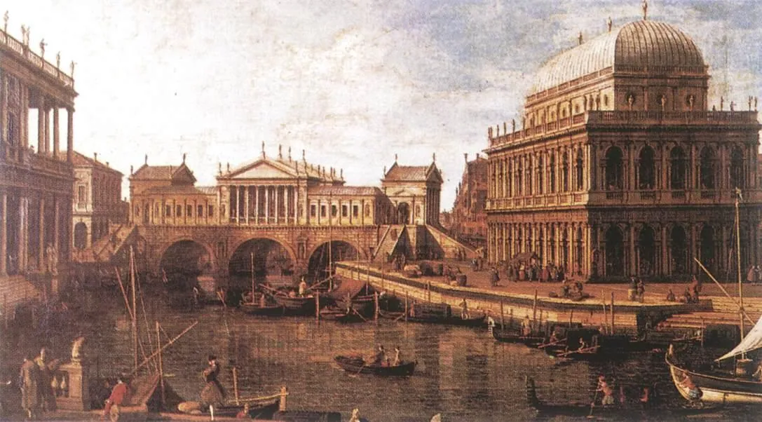 Capriccio con puente gótico, de Canaletto