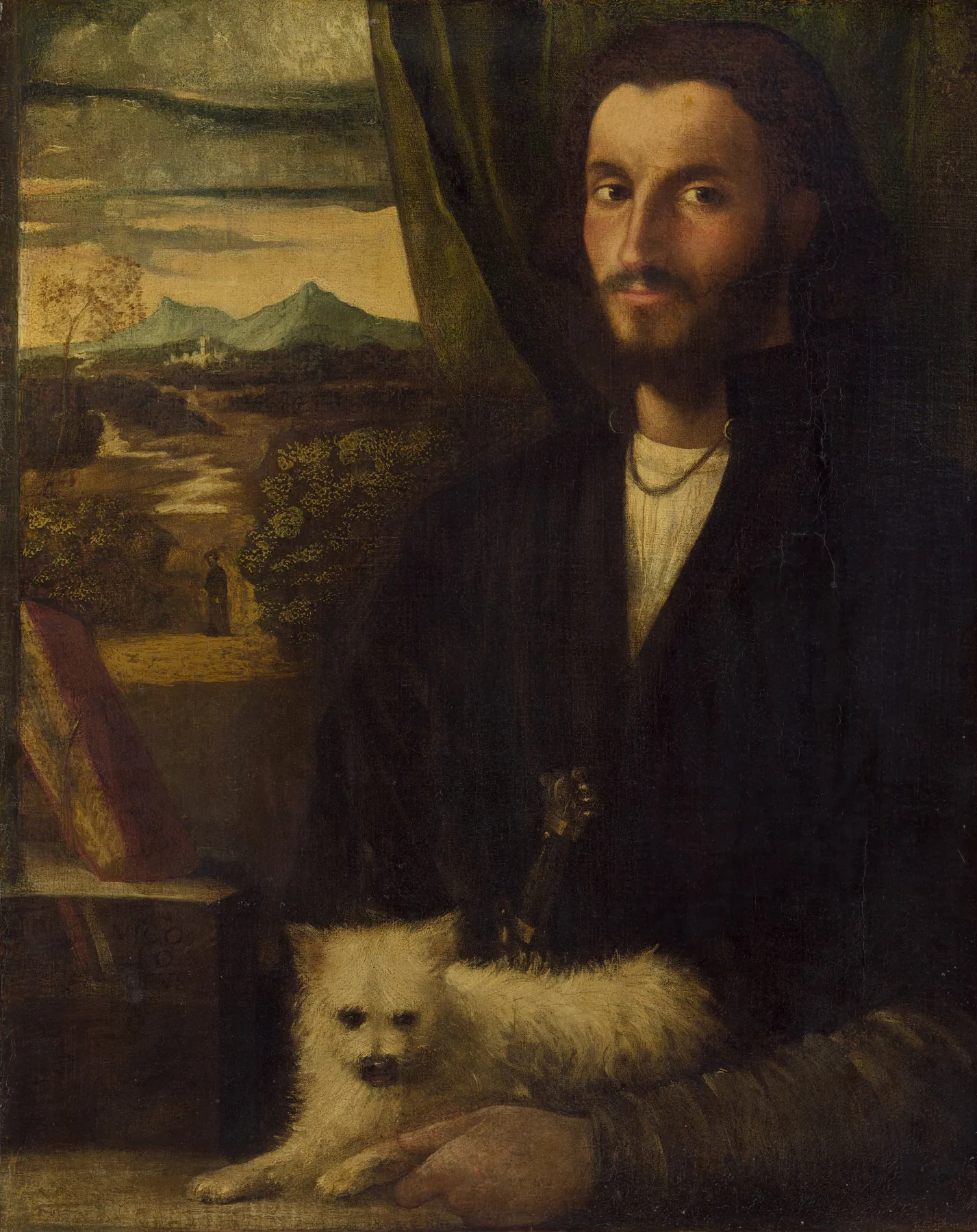 Retrato de un hombre con un perro, de Cariani