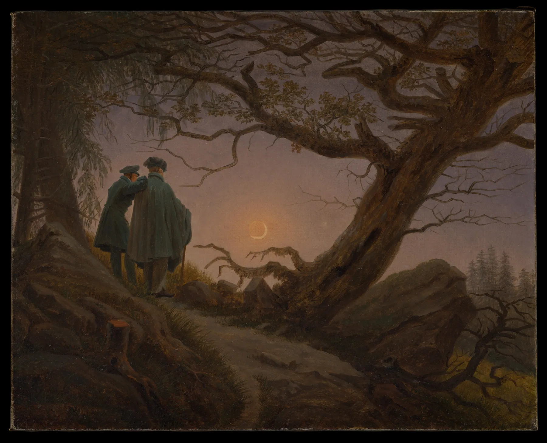 Dos hombres contemplando la luna, de Caspar David Friedrich