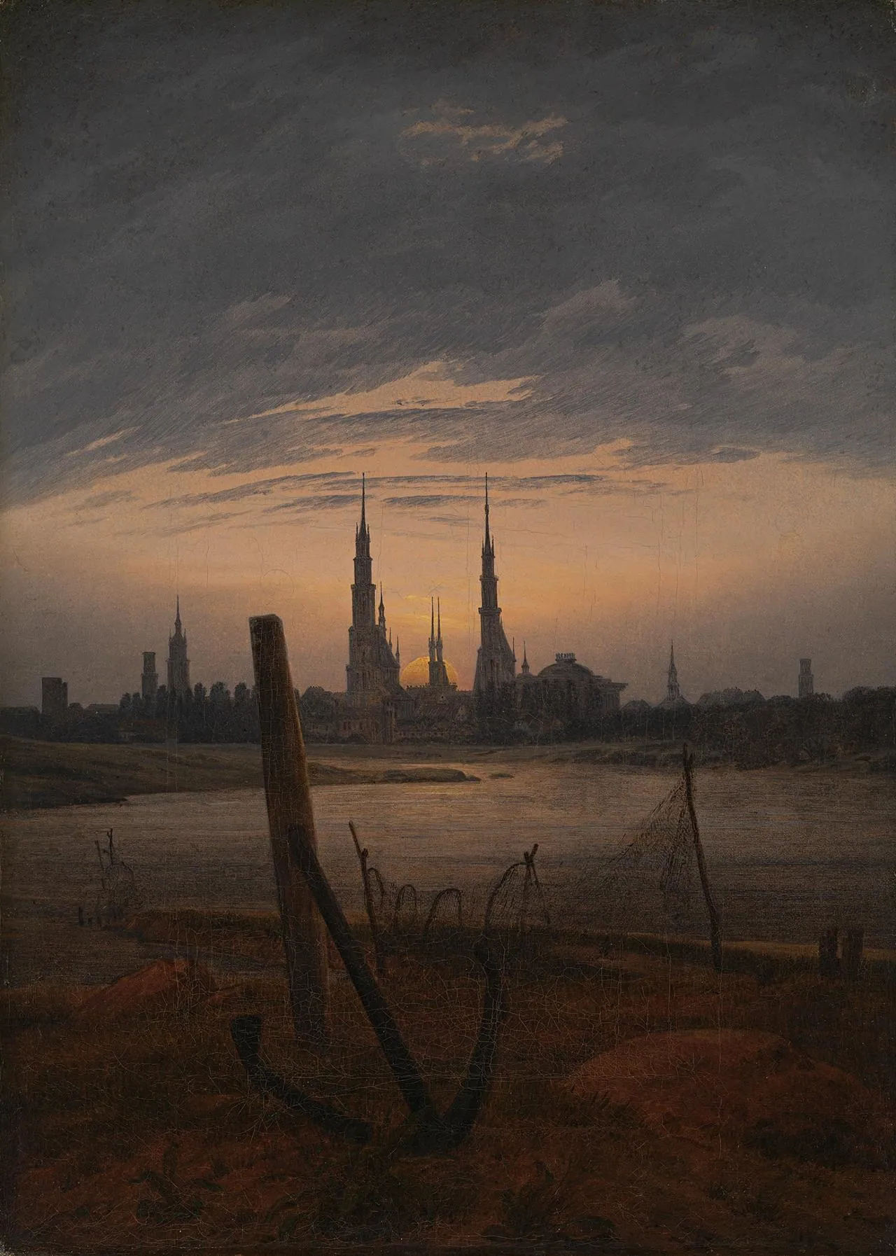 La ciudad de noche, de Caspar David Friedrich