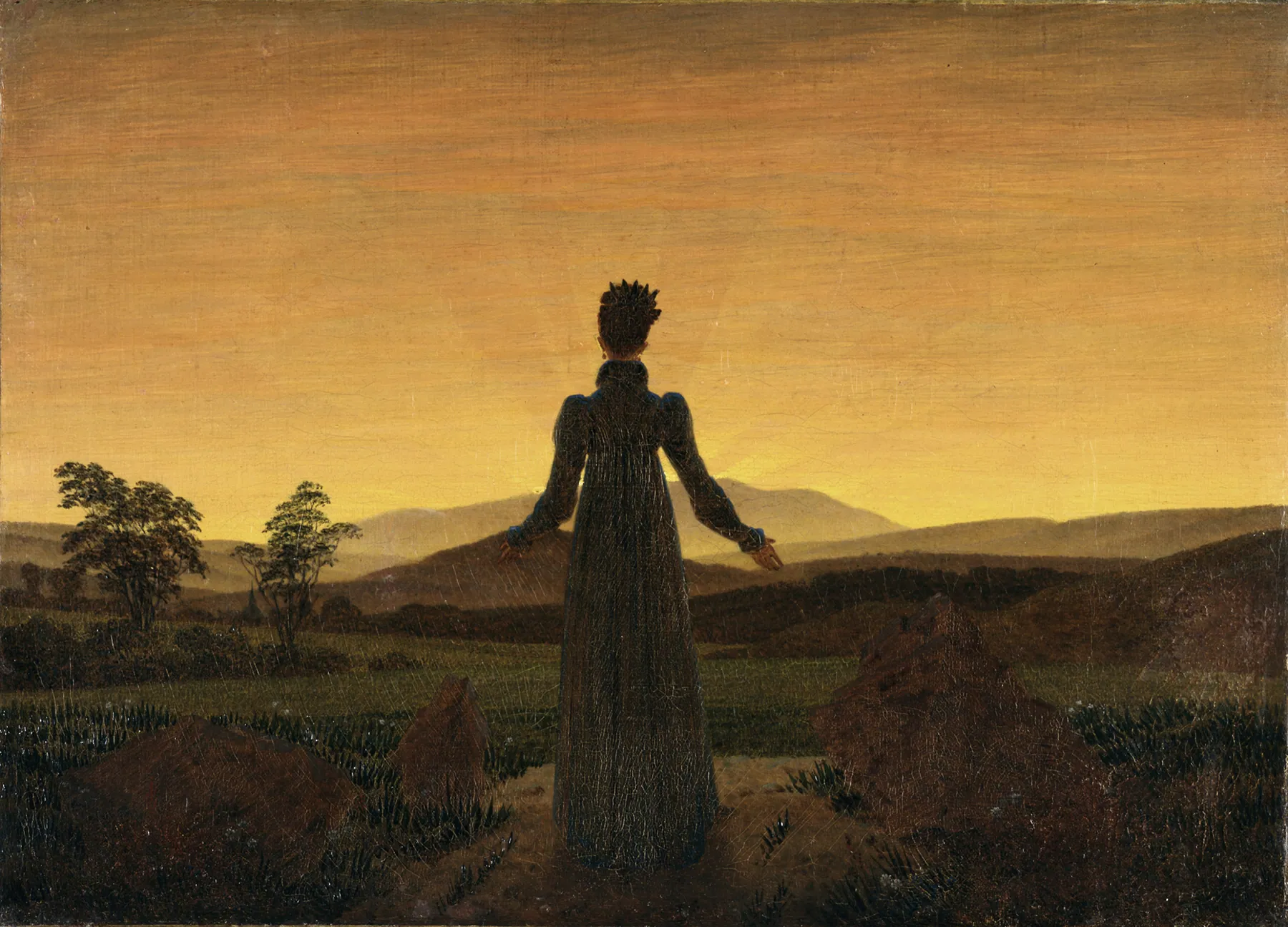 Mujer frente al sol poniente, de Caspar David Friedrich