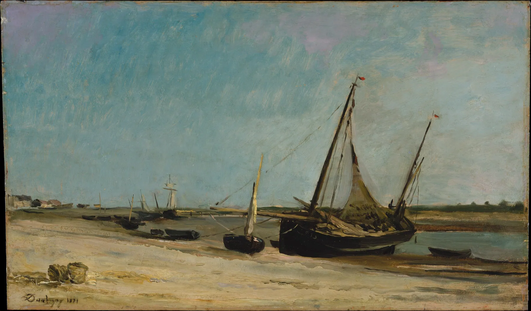Barcas en la costa en Étaples, de Charles-François Daubigny