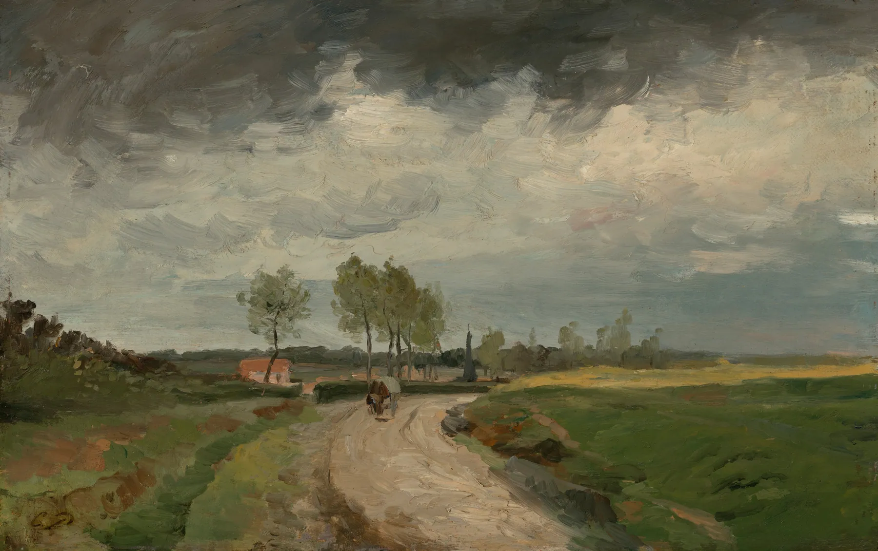 Paisaje, pueblo lejano, de Charles-François Daubigny