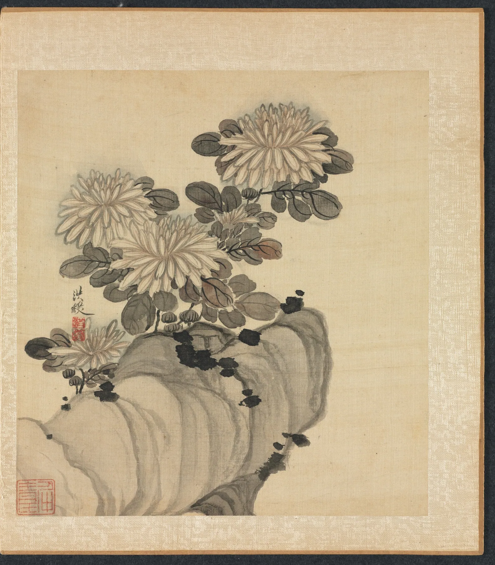 Pinturas al estilo de los antiguos maestros, Crisantemo y roca, de Chen Hongshou