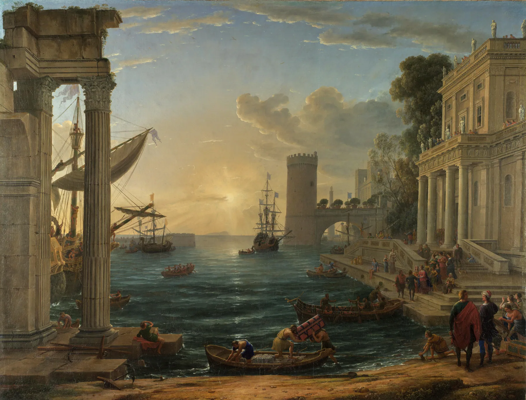 Puerto de mar con el embarque de la Reina de Saba, de Claude Lorrain