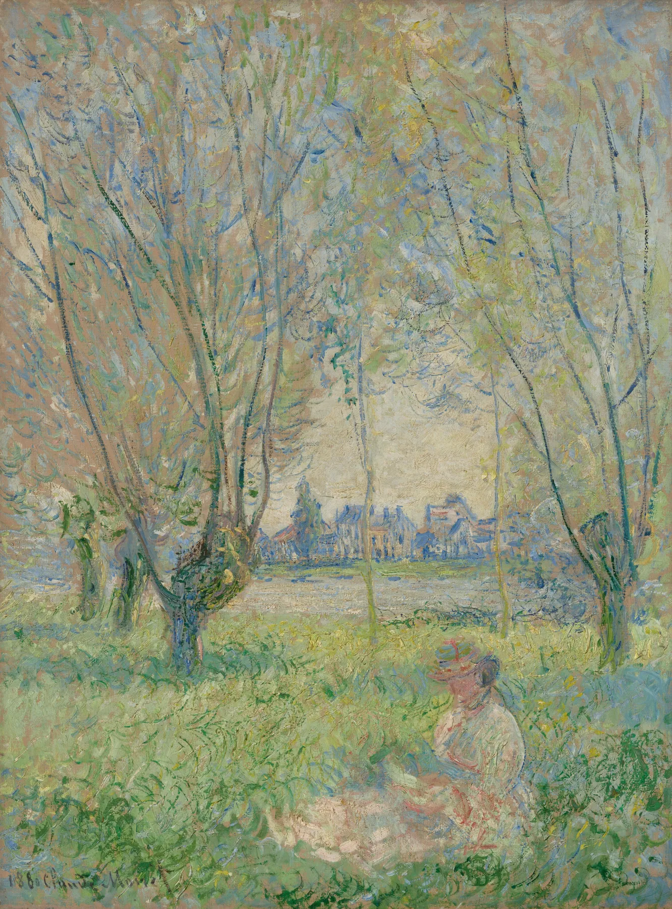 Mujer sentada bajo los sauces, de Claude Monet