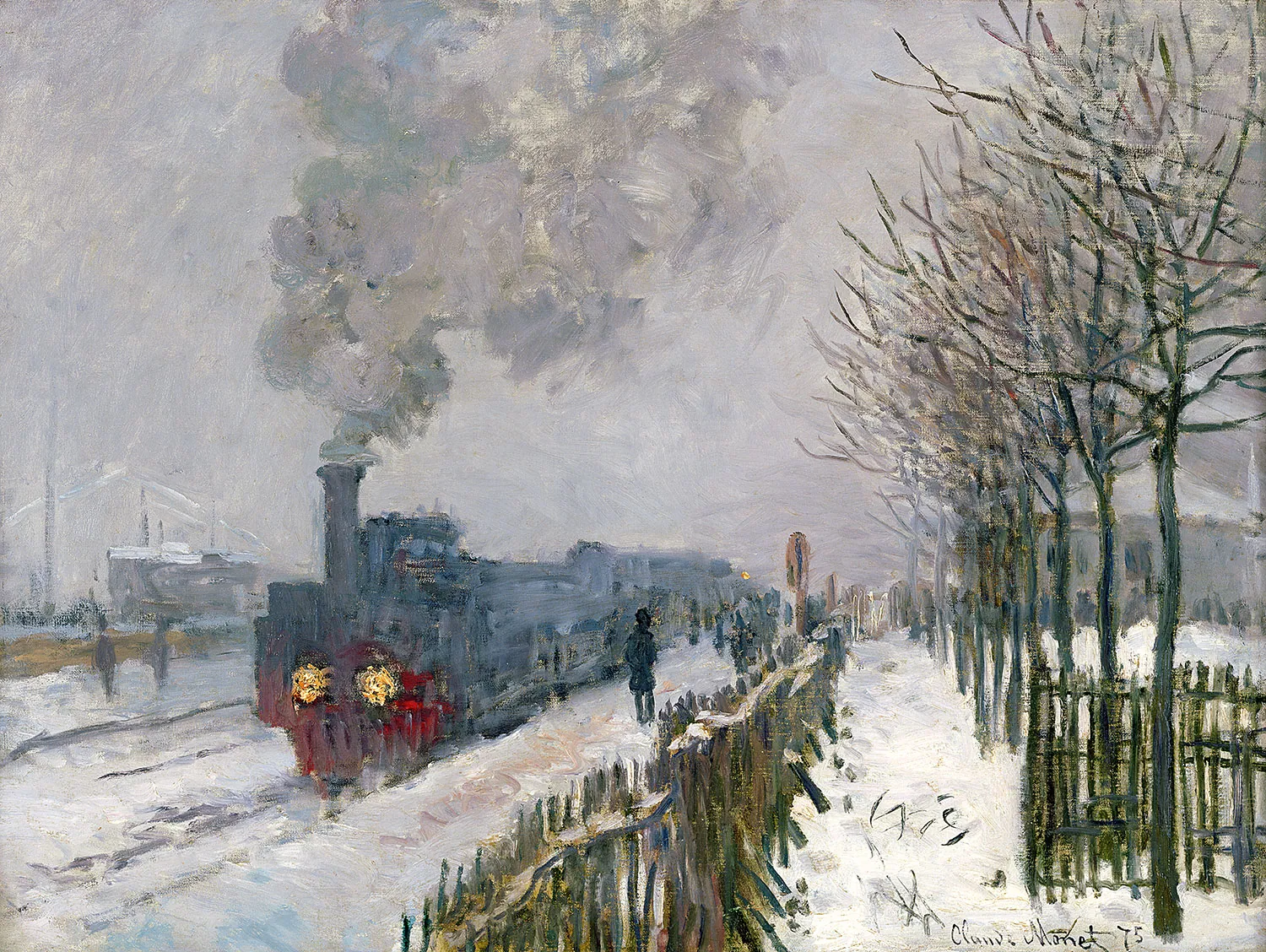 Tren en la nieve, de Claude Monet