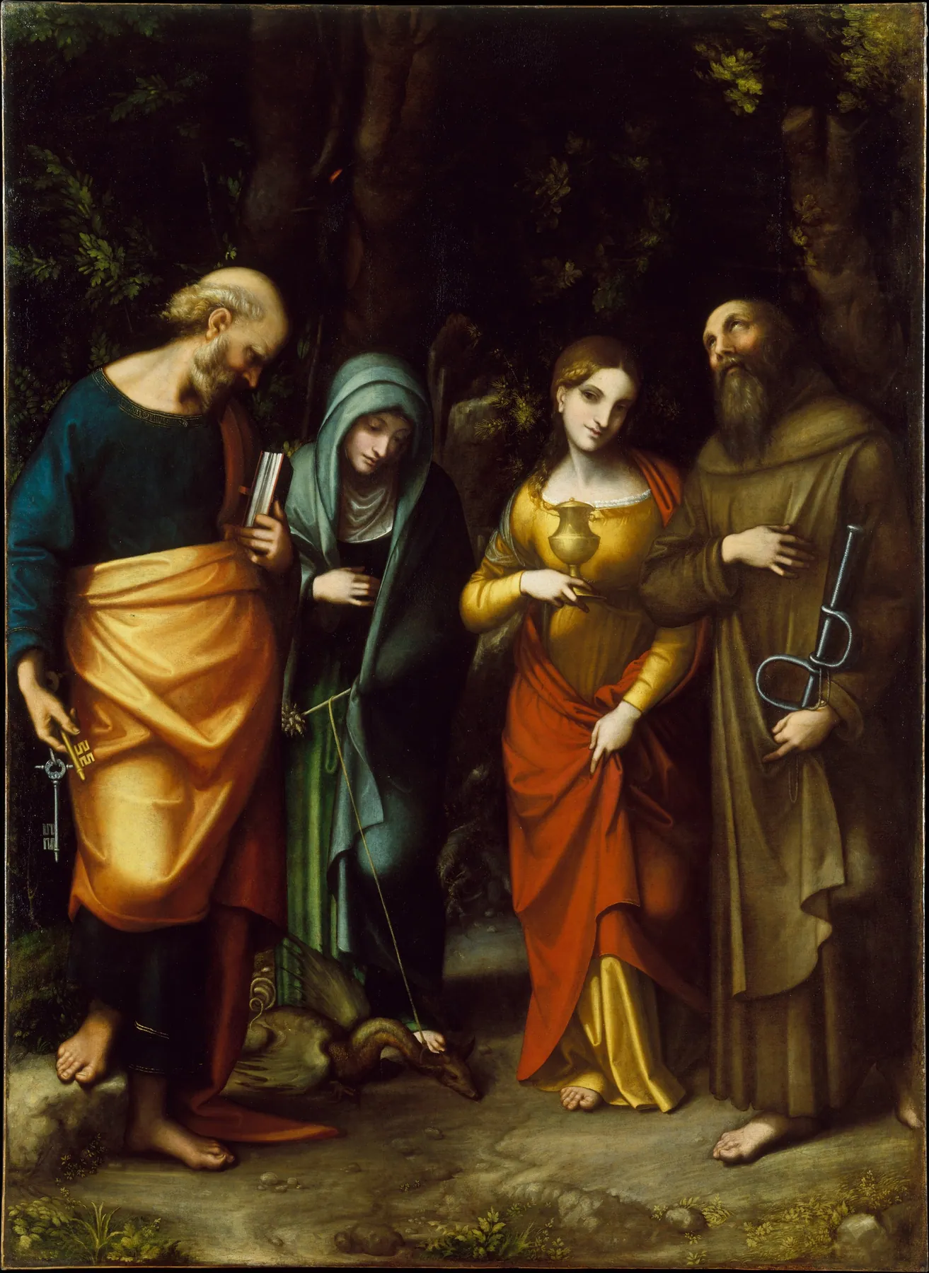 Los santos Pedro, Marta, María Magdalena y Leonardo, de Correggio