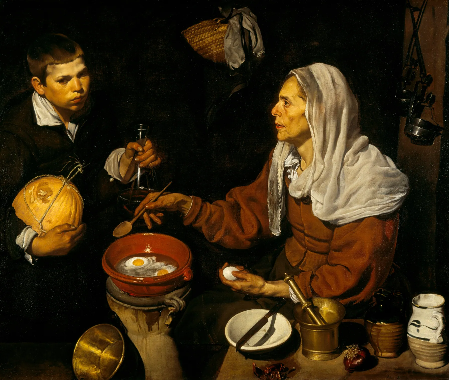 Vieja friendo huevos, de Diego Velázquez