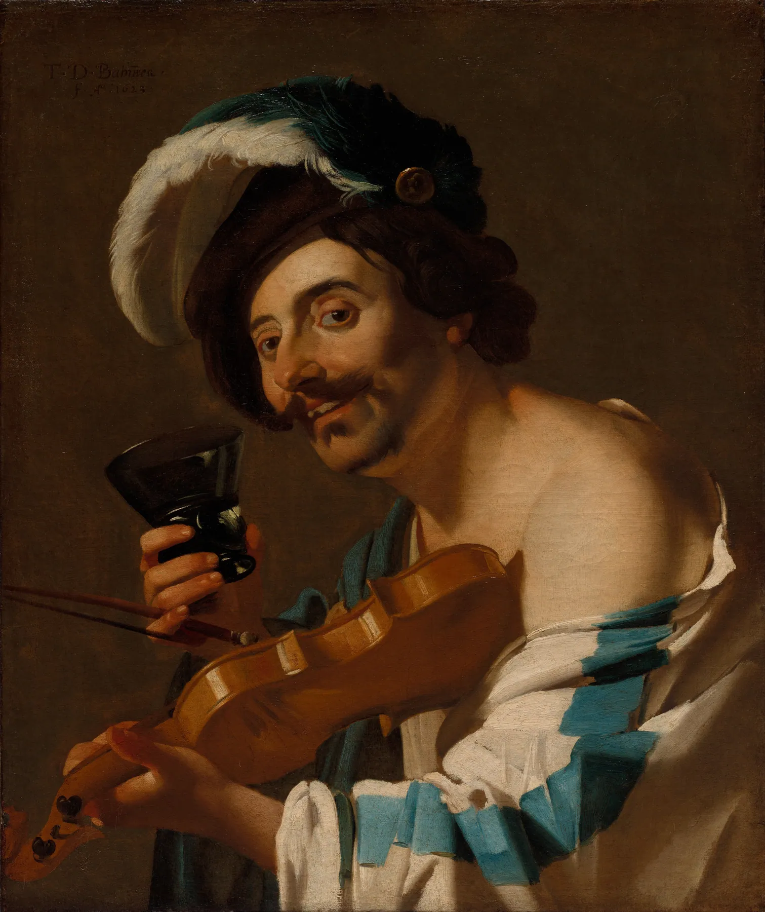 Violinista con una copa de vino, de Dirck van Baburen