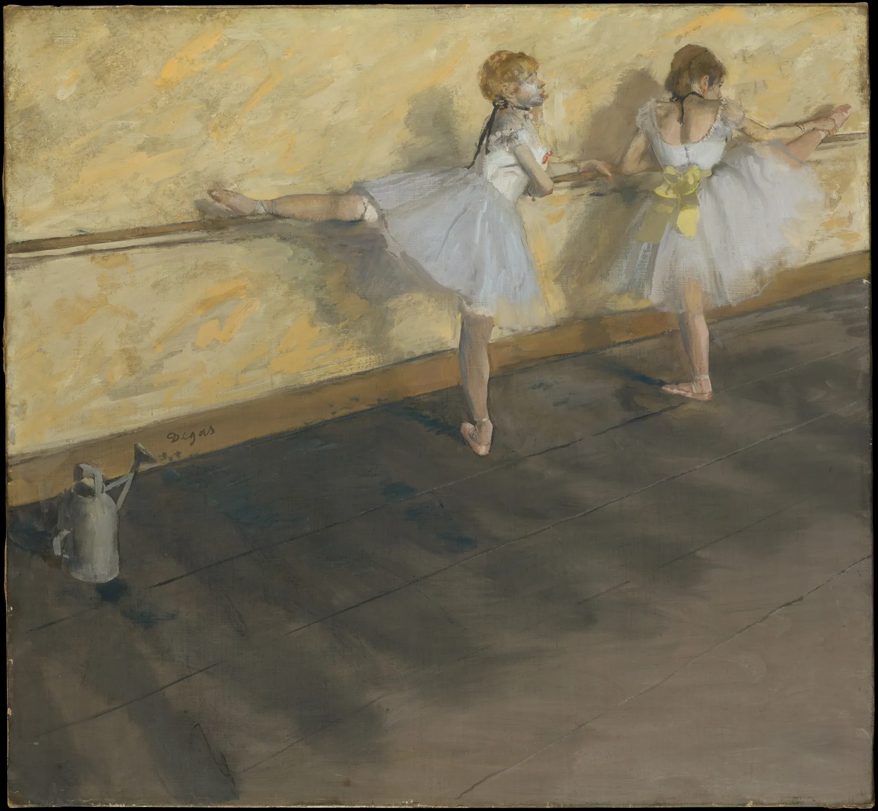Bailarinas practicando en la barra, de Edgar Degas