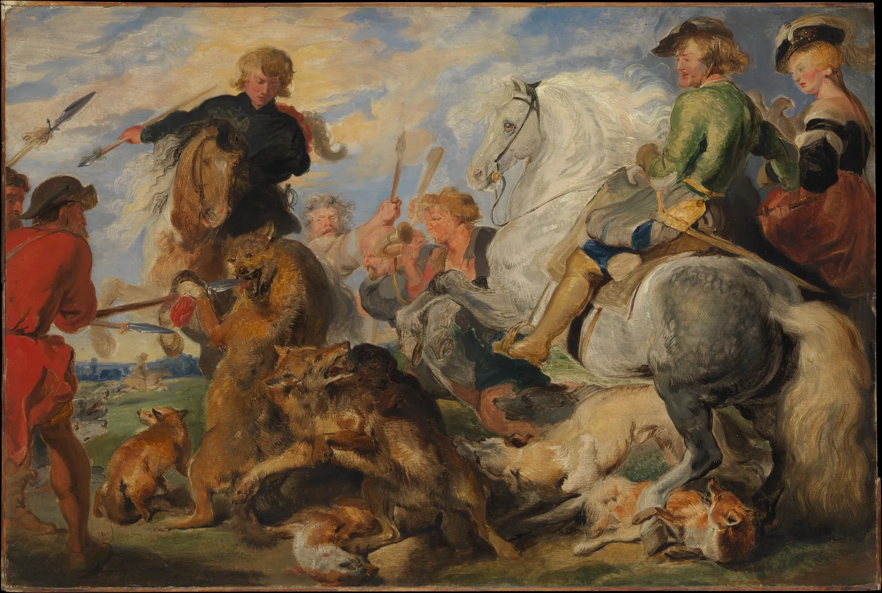 Copia de la 'Caza del lobo y el zorro' de Rubens, de Edwin Henry Landseer