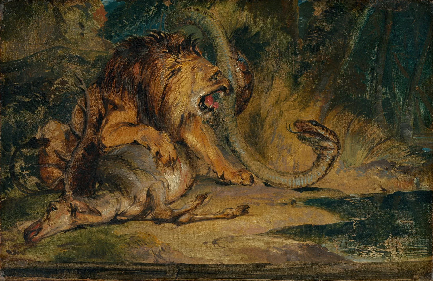 León defendiendo su presa, de Edwin Landseer