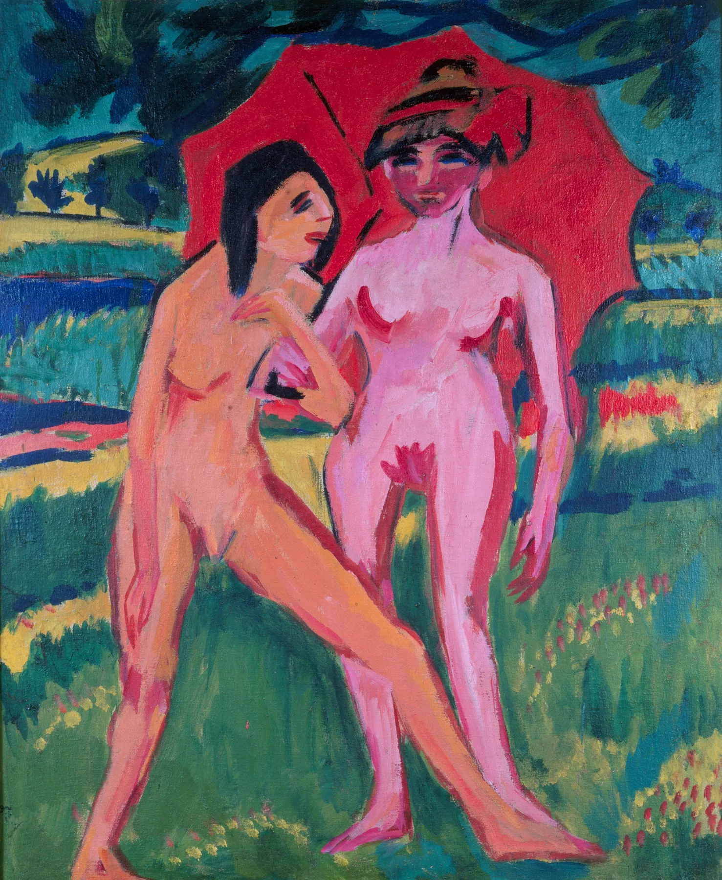 Dos muchachas bajo un paraguas, de Ernst Ludwig Kirchner