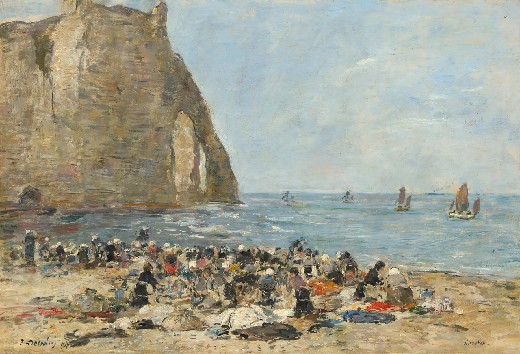 Lavanderas en la playa de Etretat, de Eugène Boudin