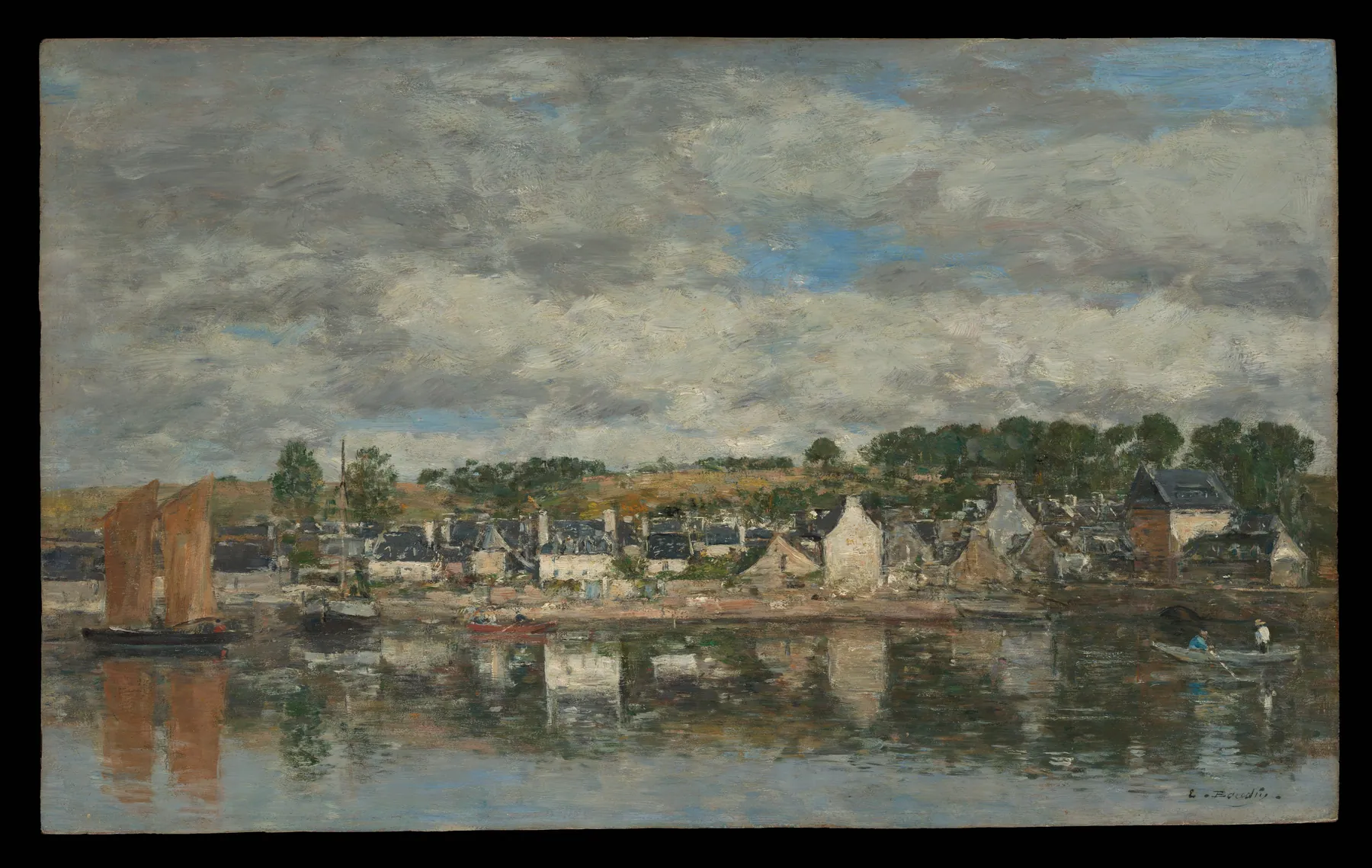 Pueblo junto a un río, de Eugène Boudin