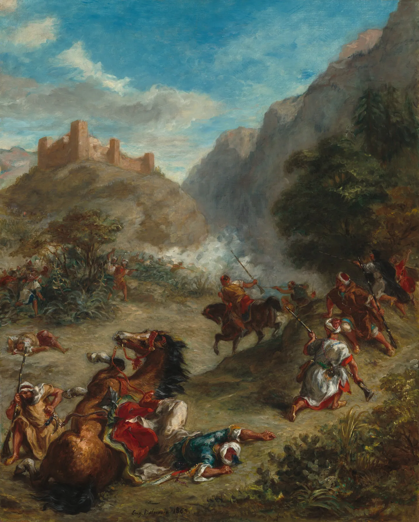 Árabes escaramuzando en las montañas, de Eugène Delacroix