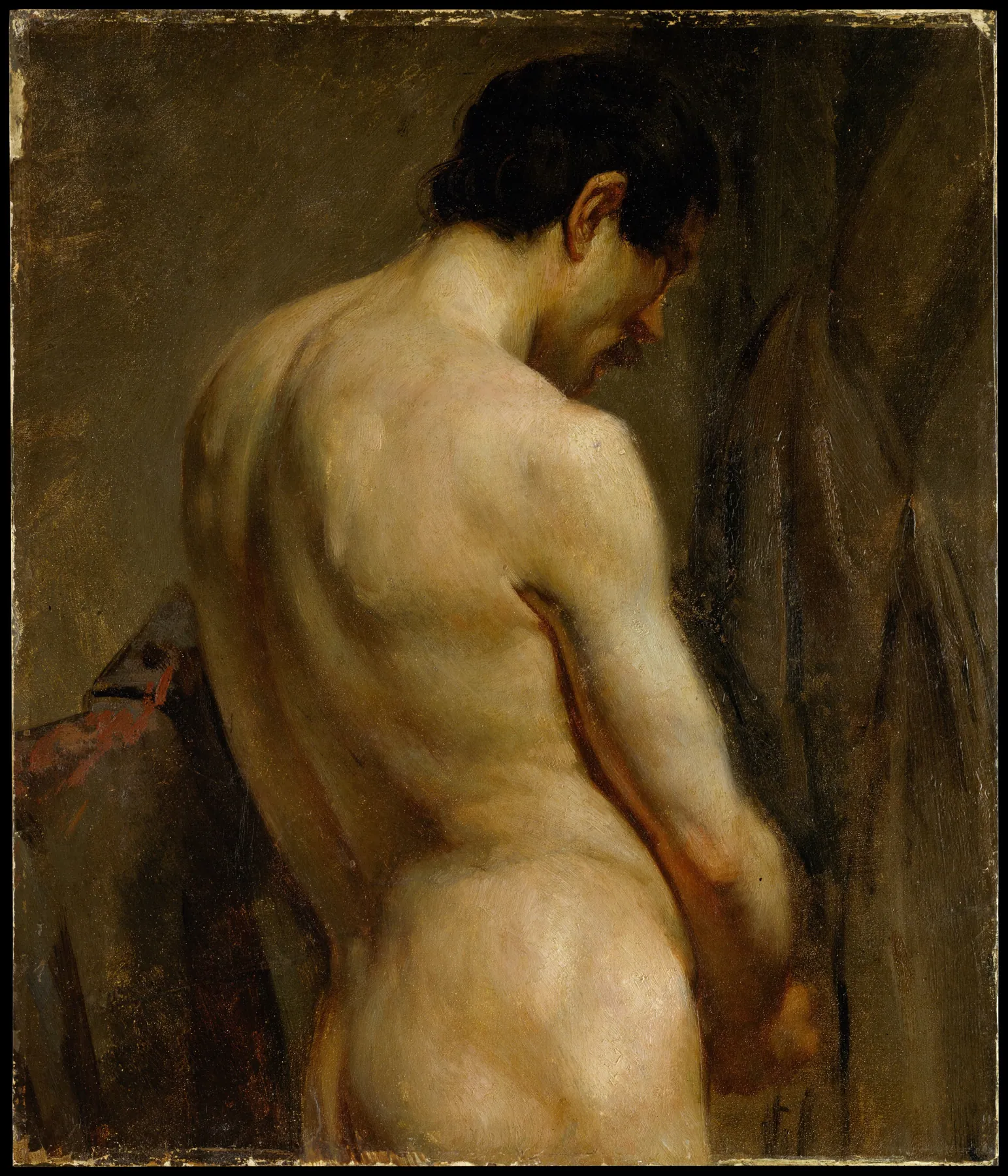 Figura académica masculina, medio cuerpo, de perfil, de Eugène Delacroix