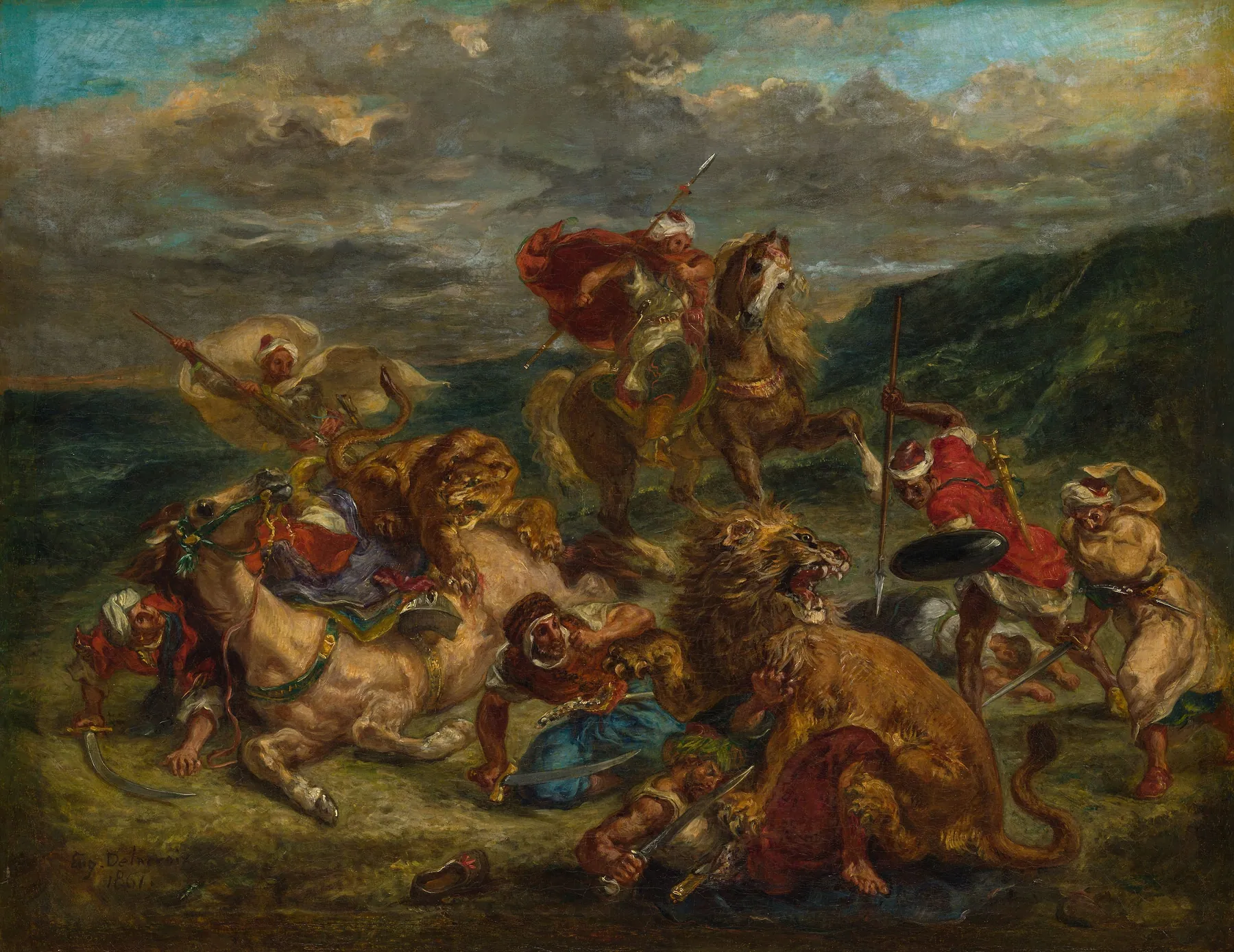 La caza del león, de Eugène Delacroix