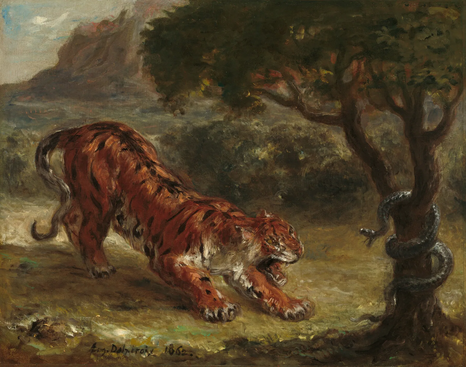 Tigre y serpiente, de Eugène Delacroix