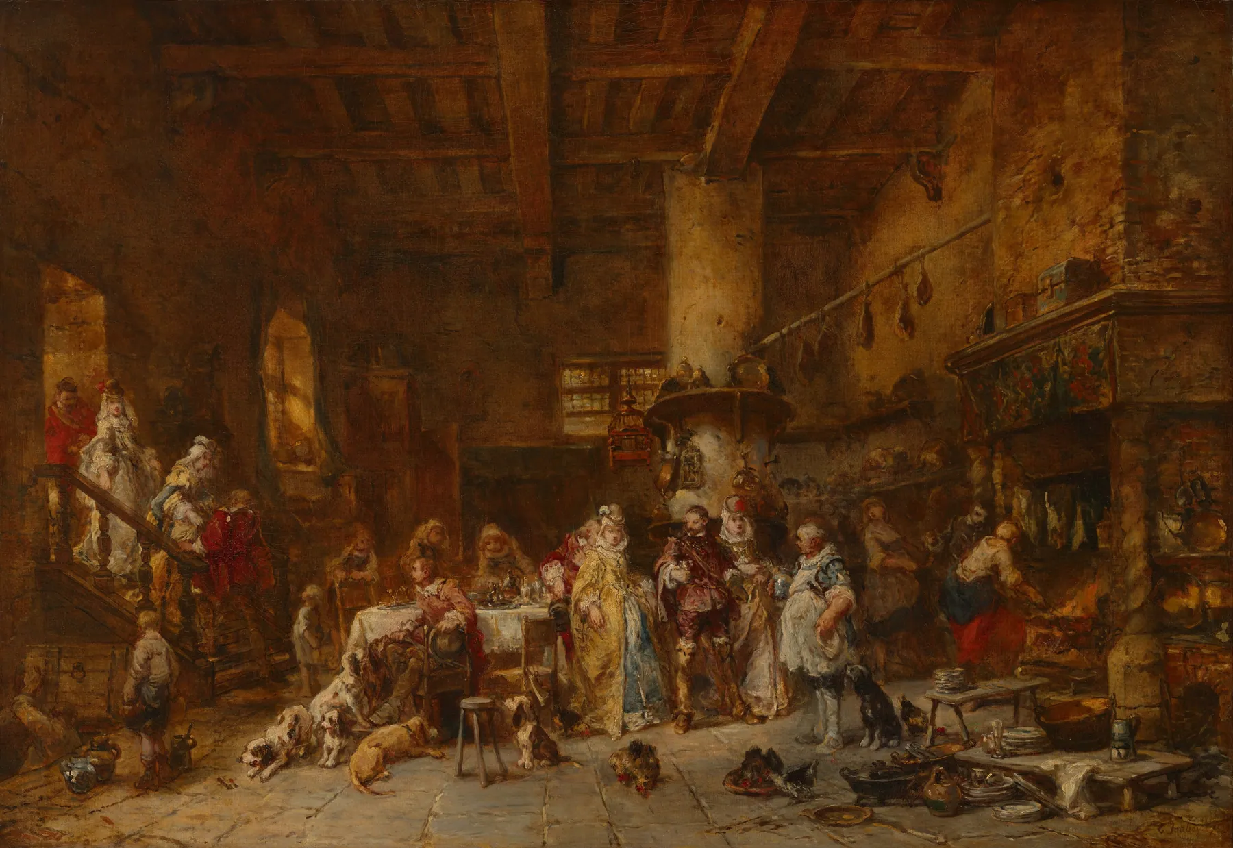 Taberna rural, celebración, de Eugène Isabey