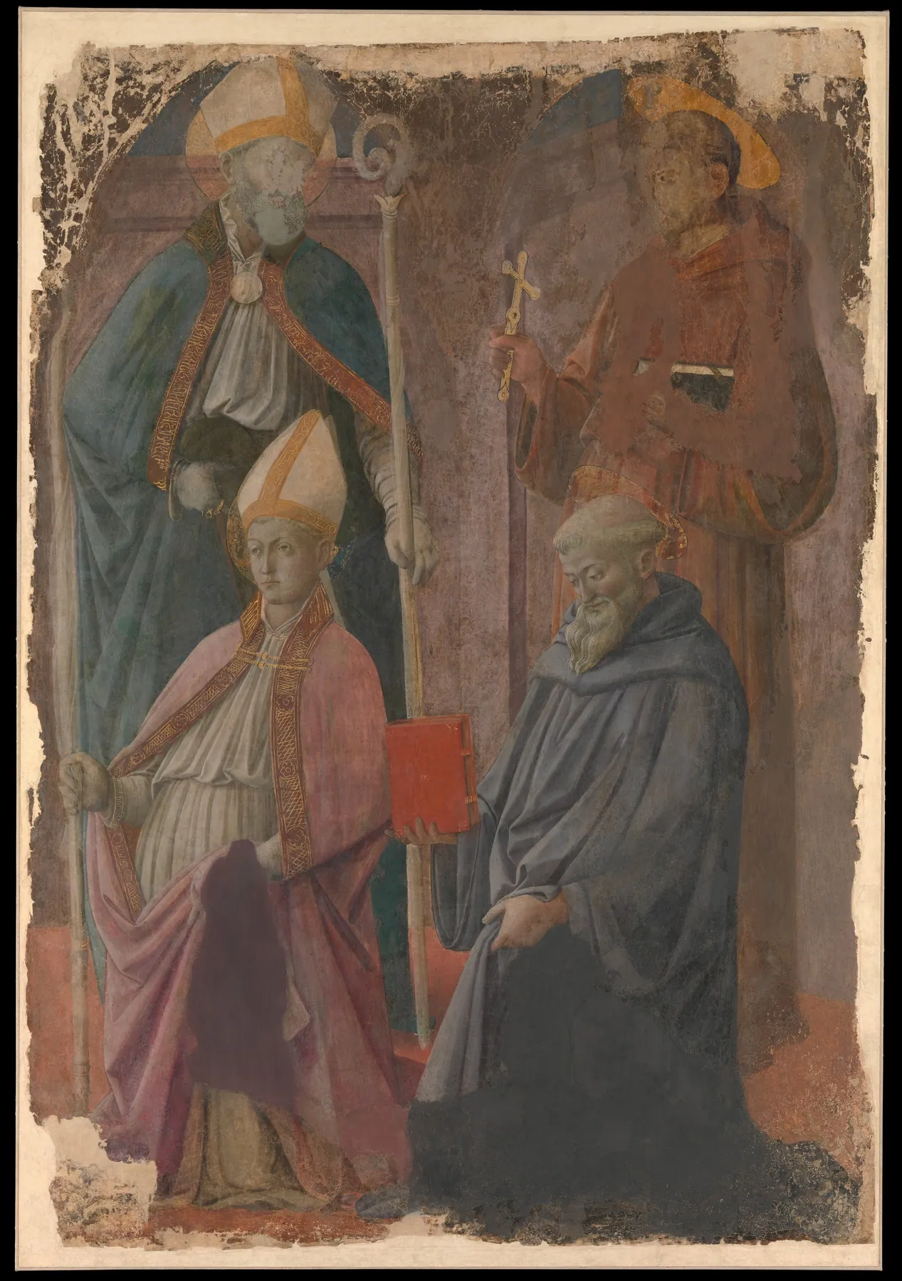 San Agustín y San Francisco, un santo obispo y San Benito, de Fra Filippo Lippi