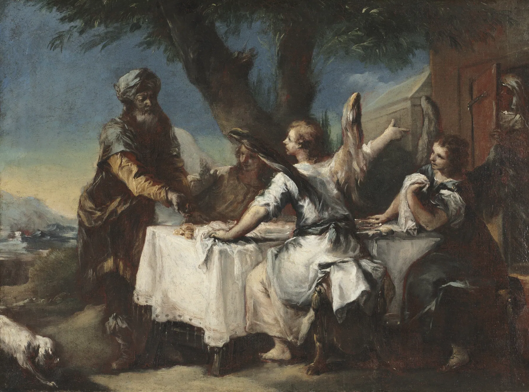 Abraham recibiendo a los tres ángeles, de Francesco Guardi