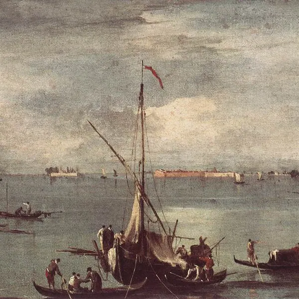 Barcos en la laguna, de Francesco Guardi